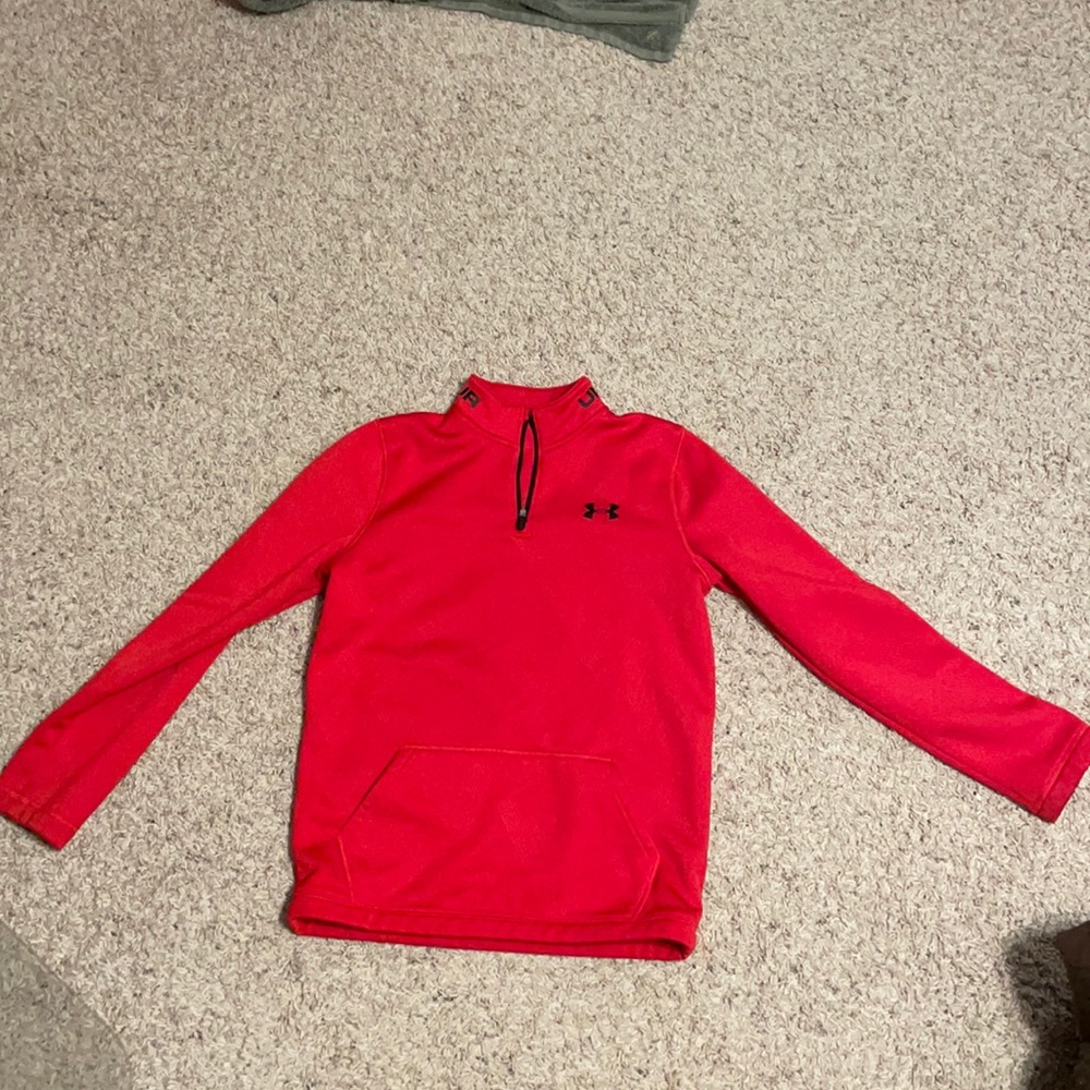 Red and black under armour sweater